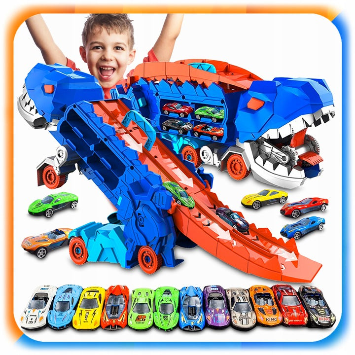 DINO Pożeracz – Laweta/Zjeżdżalnia + 12 autek GRATIS