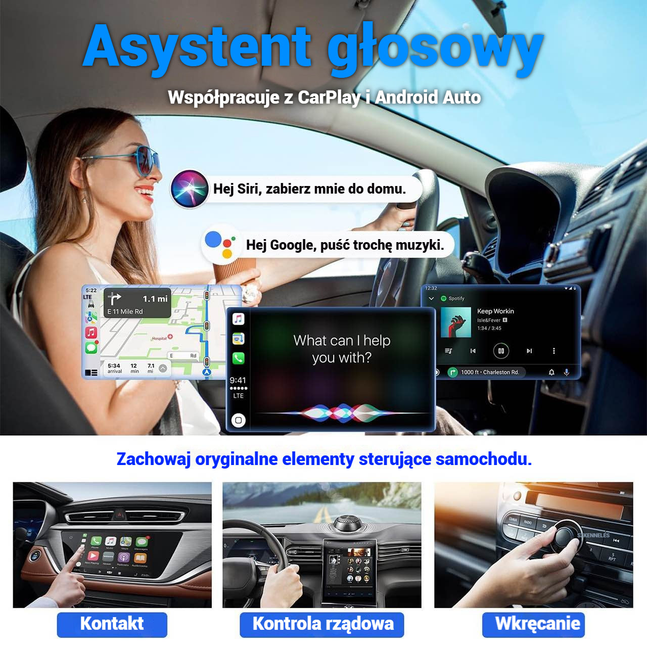 CarPlay, pamięć USB do bezprzewodowego połączenia samochodowego za pomocą Apple CarPlay i Android Auto